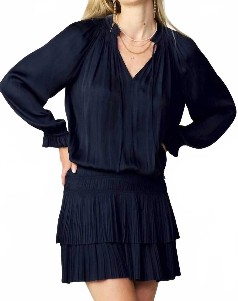 NEW CURRENT AIR laurel pleated mini dress in navy